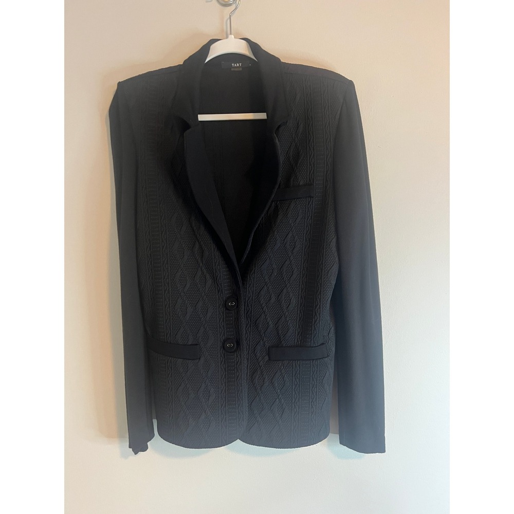 Tart Black Textured Cable Knit‎ Two Button Blazer Jacket Womens Size Medium